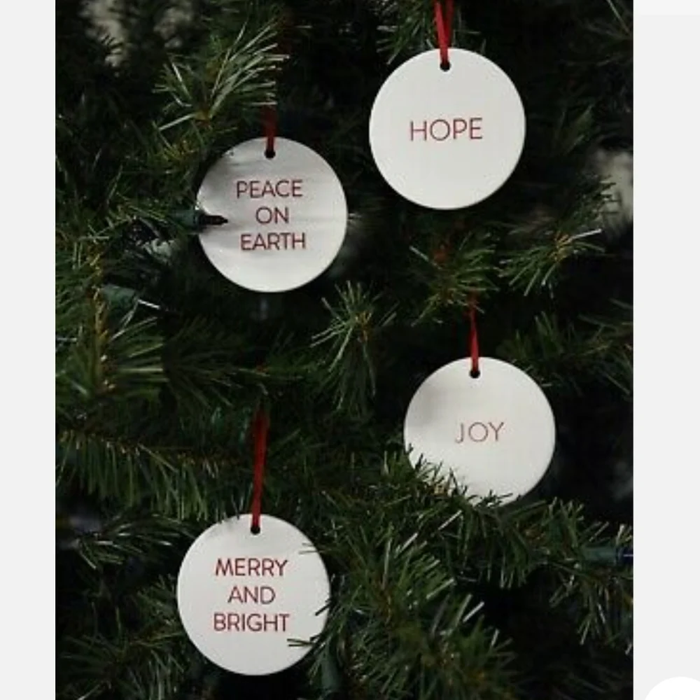 Hearth and Hand Magnolia Porcelain Christmas Ornaments Set of 4